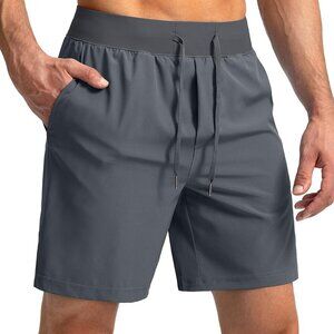 Men's Lightweight Quick Dry Athletic Shorts with Zipper Pockets, 7 Inch Inseam,
